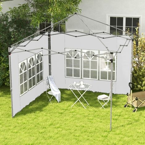 2 paneles laterales para pabellón 3 x 3 / 3 x 4 m con ventanas, blanco, REDOM (1/5)