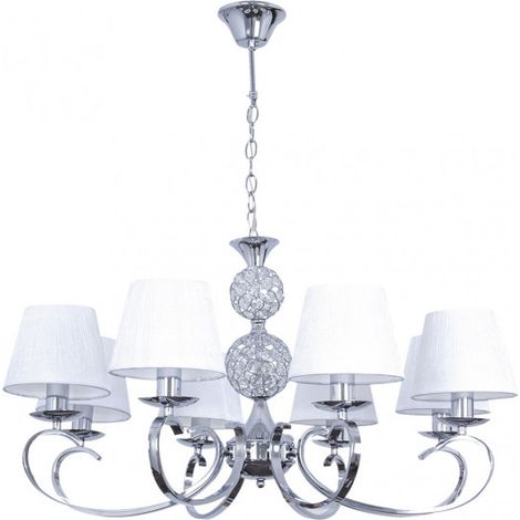 Lampara Ordoñez 8xe14 Cromo Pantalla Blanca Regx76x76 Cm
