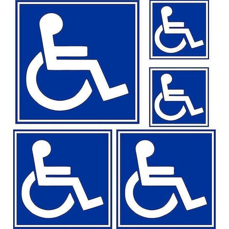Set 5x Autocollant autocollant voiture porte handicap parking toilette wc panneau