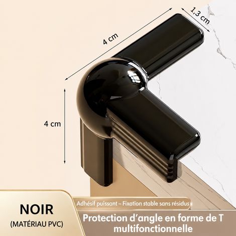 Protège-coins de table en silicone forme T noir pour bébé et meuble noir 15 g – Livraison gratuite