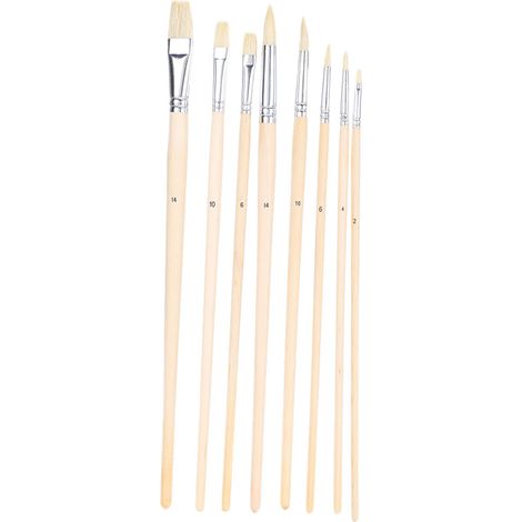 Lot de 8 pinceaux aquarelle, modèles variés pour acrylique, gouache et peinture à l'huile, pinceau plat Paddy (1/5)