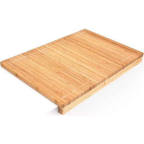 1 Planche à découper Bambou, Rainures pour jus, Bord anti-glisse, Cuisine, Fruits, Légumes, Viandes (1/5)