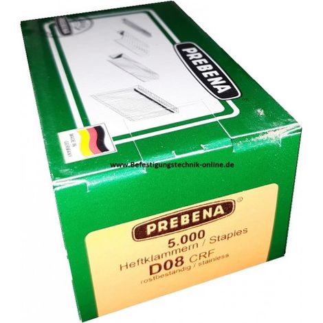Prebena Klammern D 8mm rostfrei Polsterklammer 1GP-D16 Tjep PG-50 BeA 95 5M KL-10"-"EN13142