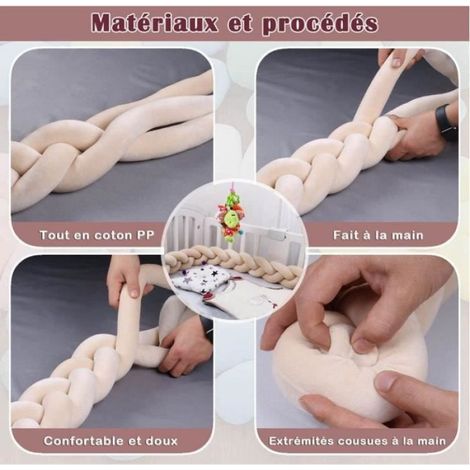 Protection Lit Bébé - Tour De Lit Tressé En Coton - Pour Lit Standard - Longueur 150 Cm (1/4)