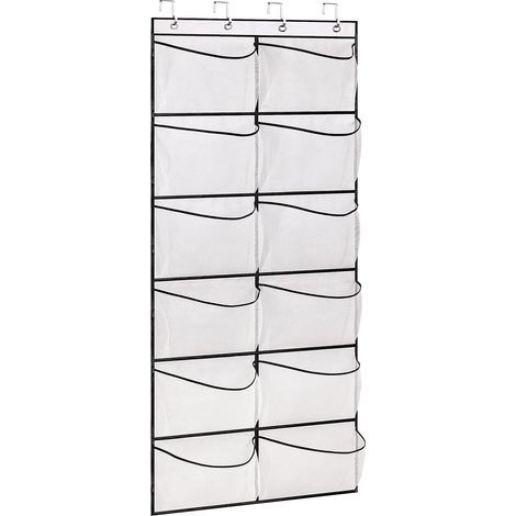 Organisateur De Chaussures Pour Porte - 12 Poches Maille - Support De Rangement Suspendu - Blanc - 1 Pièce (1/5)