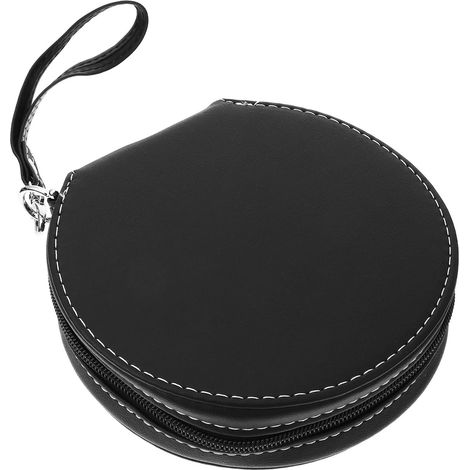 Étui CD Noir en Cuir pour 20 Disques avec Fermeture Éclair, Organisateur Compact Adapté à la Maison et Voiture (1/5)
