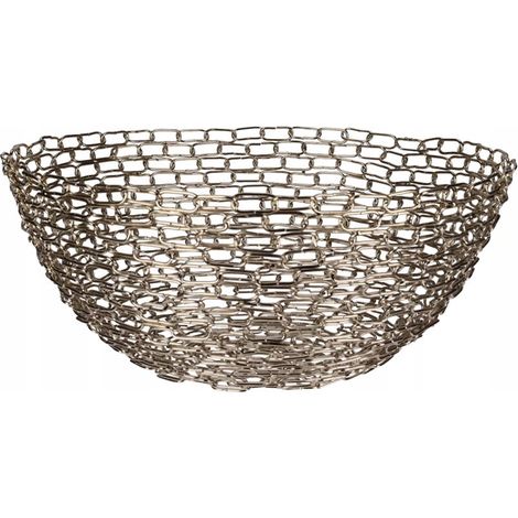 Bol decorativo de metal dorado de 13x30 cm.