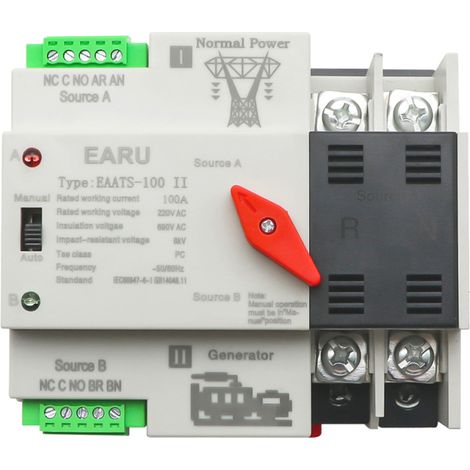 Commutateur de transfert automatique compact compatible avec rail d'alimentation solaire et domestique, interrupteur d'alimentation double (1/5)