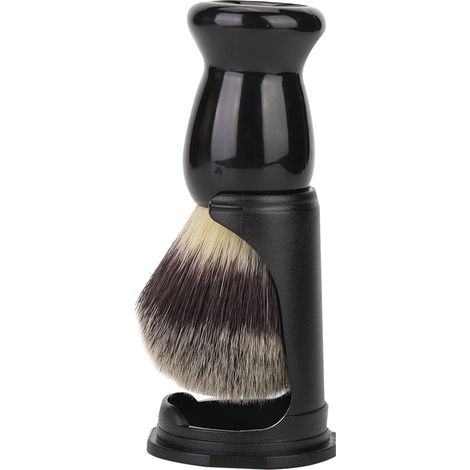 Porte-Couteau de Rasoir en Acrylique Noir avec Brosse à Barbe – Compatible avec Brosses de Rasoir Standard (1 Broasse + 1 Support) (1/5)