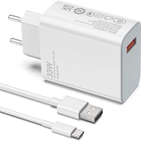 Chargeur pour XiaoMi,33W USB C Chargeur Rapide pour Xiaomi Mi 13 Mi 12 Mi12Pro Mi11 11 Ultra Mi11 Lite Mi 10 Redmi Note 12 12 s 11 11 Pro 10 10 Pro Poco X4 X3 F4 G Adaptateur TurboCharge (1/5)