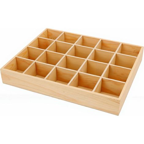 20 Tiroirs de Tri en Bois, Plateau de Présentation à Grilles, Organisateur en Bois (1/5)