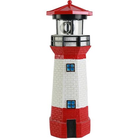 Phare solaire rotatif à LED, décoration extérieure, résistant à la pluie, lampe d'ambiance à pince noire, fonctionne sur piles