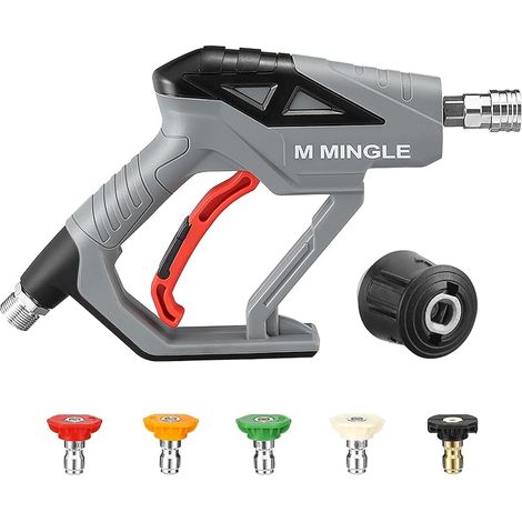 Pistolet Haute Pression avec Adaptateur M22 14 mm, Compatible avec Kärcher K2, K3, K4, K5, K6, K7, Kit de Pistolet pour Lavage de Voiture, 5 Buses à Connexion Rapide, 280 bar (4000 PSI)