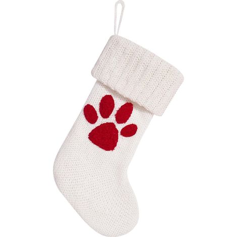 Chaussette De Noël - Avec Motif Patte De Chien - Décoration Arbre De Noël - Ornement De Cheminée - Lot De 1 (1/5)