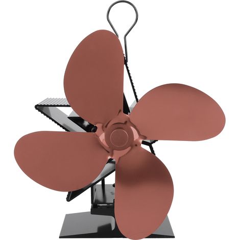 Ventilateur de poêle à bois thermique à 4 pales, accessoire de cheminée pour la distribution de la chaleur, bronze (1/5)