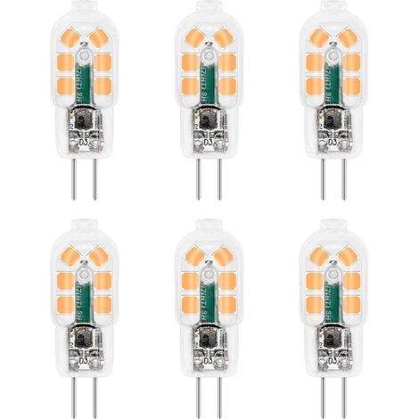 6er-Pack – G4 LED 12V 2W – Warmweiß 3000K, 200 lm – Entspricht 10W/20W Halogen – Nicht dimmbar – Für Kronleuchter, Tischlampe