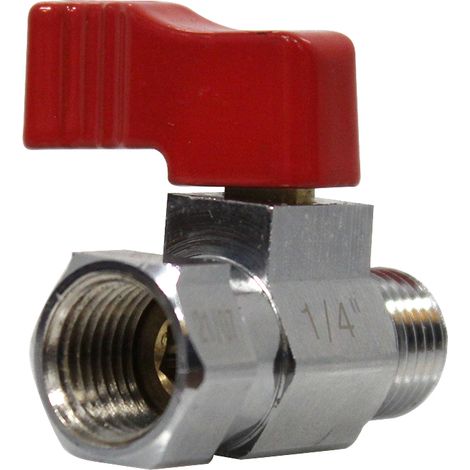 Arcanaute – Mini-vanne laiton nickelé mâle/femelle 1/4" – PN16 – obturateur sphérique PTFE – pour fluides sans calcaire (1/5)