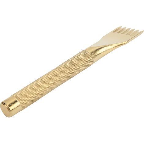 Poinçon pyramidal en acier inoxydable de 4 mm, sculpté dans le cuir, manche antidérapant, poinçon pointu doré pour perforer le cuir, outil de travail du cuir pour le bricolage, 6 dents (1/5)