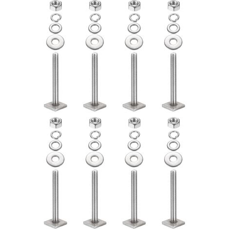 T-nut Adapter Nutensteine M8 x 65mm 8 Set Gepäckträger Edelstahl Nutensteine Dachträger Schrauben mit Mutter Unterlegscheiben für Relingträger Fahrrad Dachbox Kajak Gepäckträger (1/5)