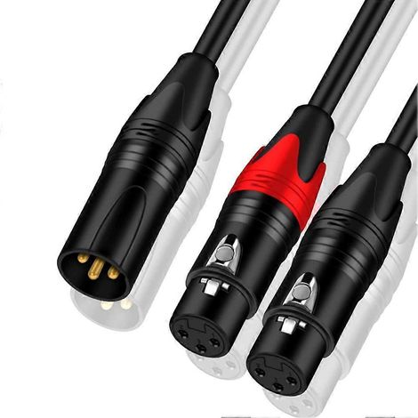Câble répartiteur XLR en Y, adaptateur audio XLR femelle symétrique vers double XLR mâle pour microphone, adaptateur audio 2 XLR vers XLR, A (1/5)