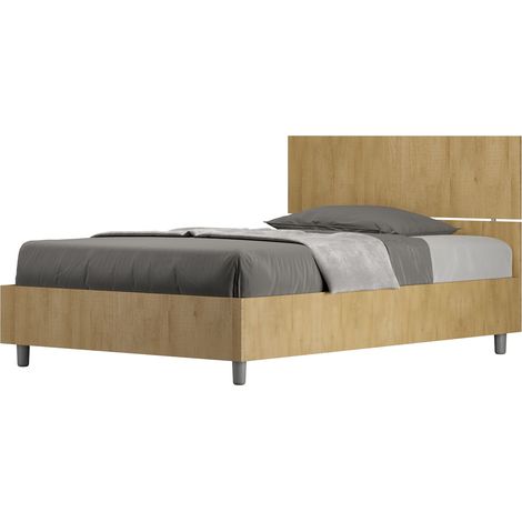 Letto 1 Piazza e Mezzo 120x190 cm Senza Rete Demas Testata Dritta Quercia (1/5)