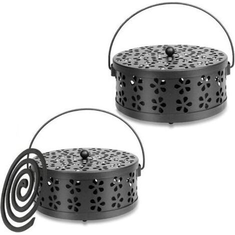Lot de 2 supports en spirale anti-moustiques, portable,porte-bobine mobile, porte-encens en métal classique, pour la maison, le camping, le jardin (1/5)