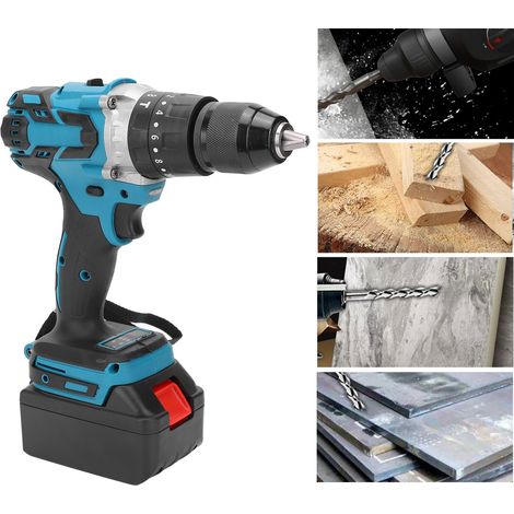 Leistungsstarker 13-mm-Akku-Schlagbohrer, bürstenloser Lithium-Ionen-Akku, multifunktionale Industriepistolenbohrmaschine, farbiger Stahlbohrer, europäischer Standard AC 110–240 V (1/5)