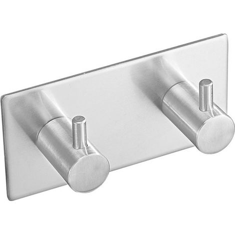 Gancho doble,Gancho de pared autoadhesivo para colgar ropa,Gancho para llaves de acero inoxidable impermeable,adecuado para baños