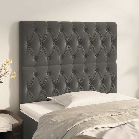 Tête de lit en velours gris foncé 100 x 7 x 118/128 cm, hauteur réglable - PANGIVO (1/5)