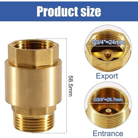 Clapet anti-retour en laiton 3/4", clapet anti-retour pour eaux usées 3/4" (1/3)