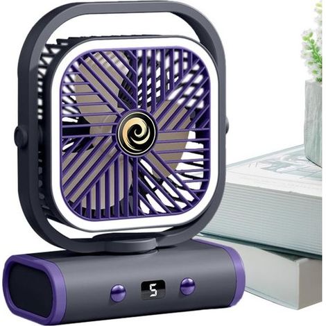 Ventilateur de table silencieux rechargeable avec pied réglable, angle ajustable, forte ventilation portable pour maison chambre bureau camping, blanc (1/2)