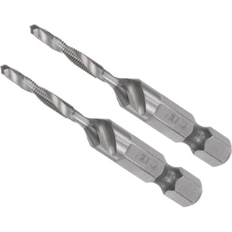 Foret et Taraud Combinés, Taille de Filetage M3 x 0.5, Queue Hexagonale de 1/4", Acier Rapide Non Revêtu 4341 - (pour Aluminium, Acier Inoxydable, Plastique), 2 Pièces (1/5)