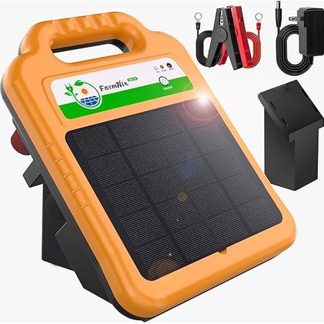 Clôture Électrique Solaire 16 KM, 8 KV, 0,2 J pour Animaux Batterie Lithium 10,4 Ah et Protection IP55 pour Jardins, Pâturages, Bétail, Chevaux, Bovins, Volaille