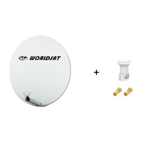 Antenne Parabole Fibre SMC 85 cm Beige WORLDSAT + LNB Single 0,1 dB Full HD 1080p 4K Ultra HD + 2 Fiches F Or - Visserie en Inox (1/4)