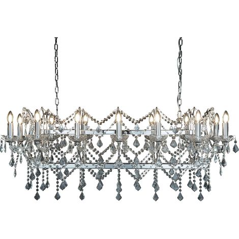 Searchlight Florence - Lampadario in cristallo a 14 luci con finitura cromata, attacco E14 (1/5)