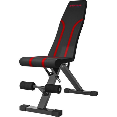 Banc de musculation pliable réglable, dossier 6 positions et siège 4 positions, stable jusqu'à 250 kg, compact pour petit espace, rembourré noir  CHICFURN (1/5)
