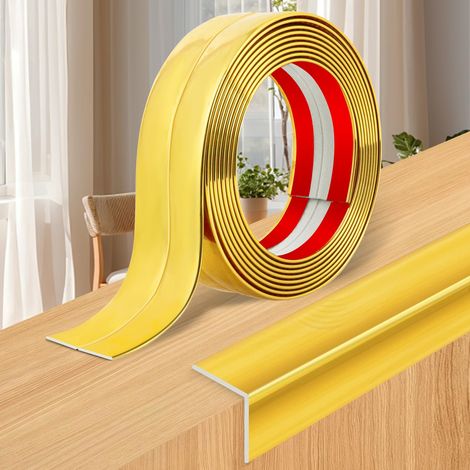 Baguette d'Angle PVC Dorée 4cm×3m – Cornière Moulure Murale Autocollante Protection Souple Bordure Carrelage Plafond