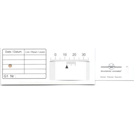 Moncoffrage – Jauge Saugnac G1 pour fissures extérieures – Paquet de 10 témoins en PVC extrudé – Résistante aux intempéries – Dimensions 160 x 40 mm