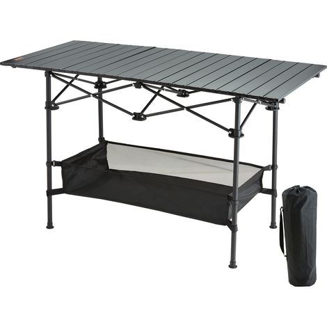 VEVOR Folding Camping Table, Outdoor Portable Side Tables, Lightweight Fold Up Table, Aluminum & Steel Ultra Compact Work Table with Large Storage and Carry Bag, For Beach, Picnic, Travel, 24x16 inch (1/5)