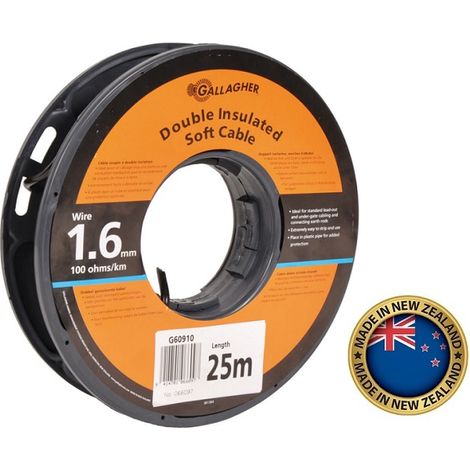 Cavo a Doppio Isolamento GALLAGHER 1,6 mm L.25 m 100 Ohm/Km per Messa a Terra di Recinti Elettrici