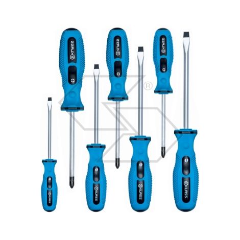 Set 7 cacciaviti superficie cromata e punta magnetica impugnatura antiscivolo