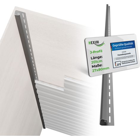 HEXIM Siding Antracite Grigio Bianco, Rivestimento Facciata, PVC-U, Schermo Protettivo, Resistente agli UV: Grigio, Profilo J