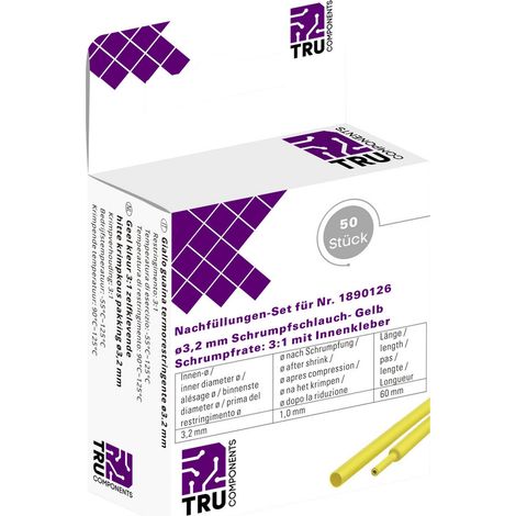 TRU COMPONENTS T1807CA007C Schrumpfschlauch mit Kleber Gelb 3.20 mm 1 mm Schrumpfrate:2:1 50 St. (1/2)