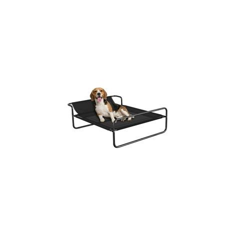 Lit surélevé pour chiens animaux de compagnie avec appui-tête tissu micro-perforé 106 x 81 x 33 cm noir (1/5)