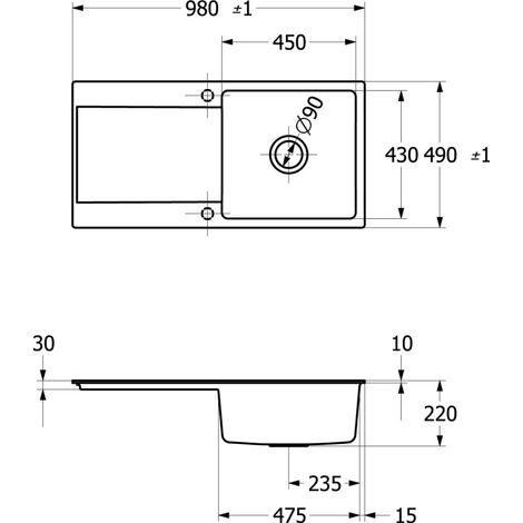 Villeroy & Boch 33361FR1 SP Siluet 60 plat 980x490 mm Ablgarn.