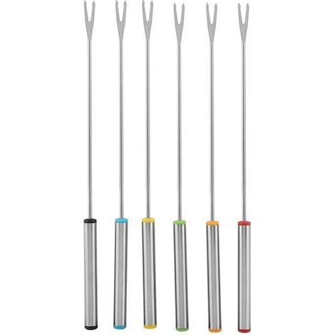 6 Pièces ensemble fondue acier inoxydable fourchettes dessert fromage outil cuisine