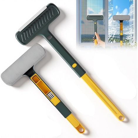 1 Jeux Raclette Vitre 2 en 1 Raclette Douche Nettoyeur Vitre Extensible (29/40cm) pour Le Miroir Douche Les Vitres Les et Poils d'animaux etc Sèche et Humide Double Usage Brosse à Fentes/Petite Pelle (1/5)
