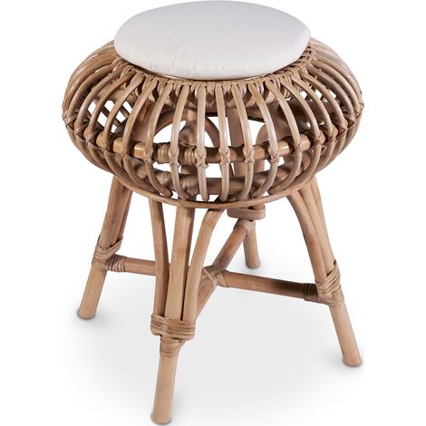 Sgabello da bar in rattan - Stile Boho Bali - Lera Bianco