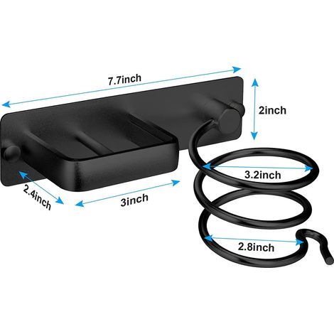 BRAVIX Sèche-Cheveux Salle De Bain Rangement Porte De Salle Accessoires Support Organisateur Ensemble Et Lisseur Accessoire Mural Professionnel En Aluminium Pour,D'étagère Avec Trous Pour Noir,2015cm (1/4)
