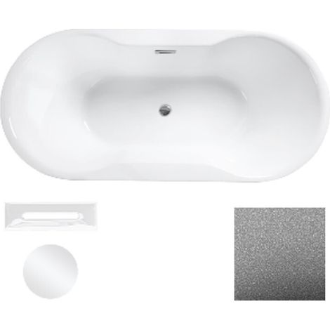 Baignoire îlot glam chrome avec bonde blanc AMBER 170x80 (1/2)